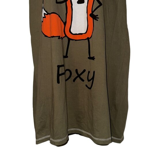 Lazy One Foxy Night Shirt Gown Womens L XL Pajamas Fox Green Knit PJs Zion - Picture 3 of 10